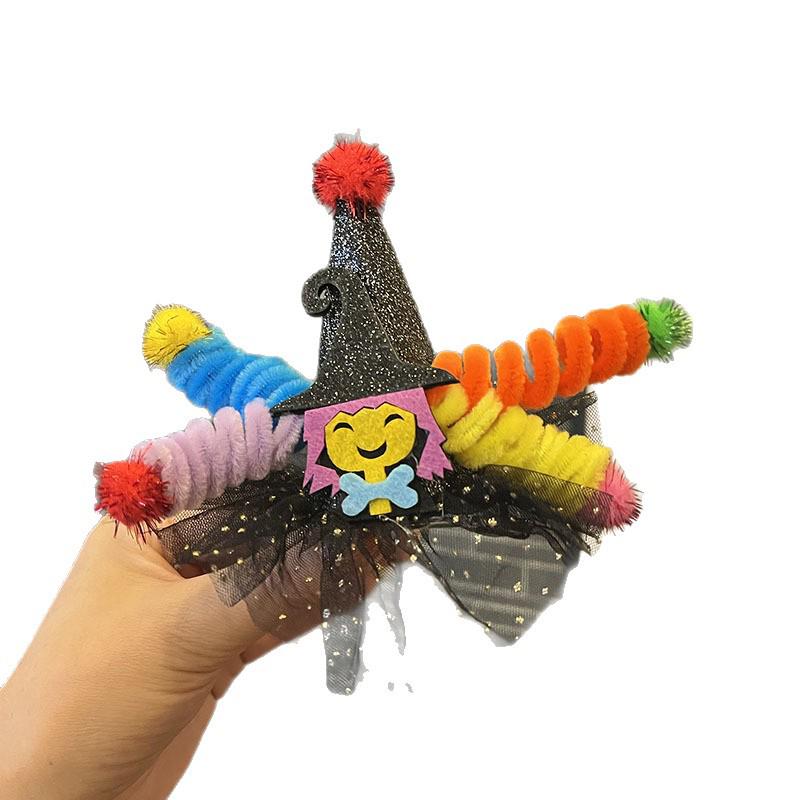 Evropský a americký halloweenský klobouk z dýně a tmavá čelenka s lebkou, sponka do vlasů pro dětské fotografie