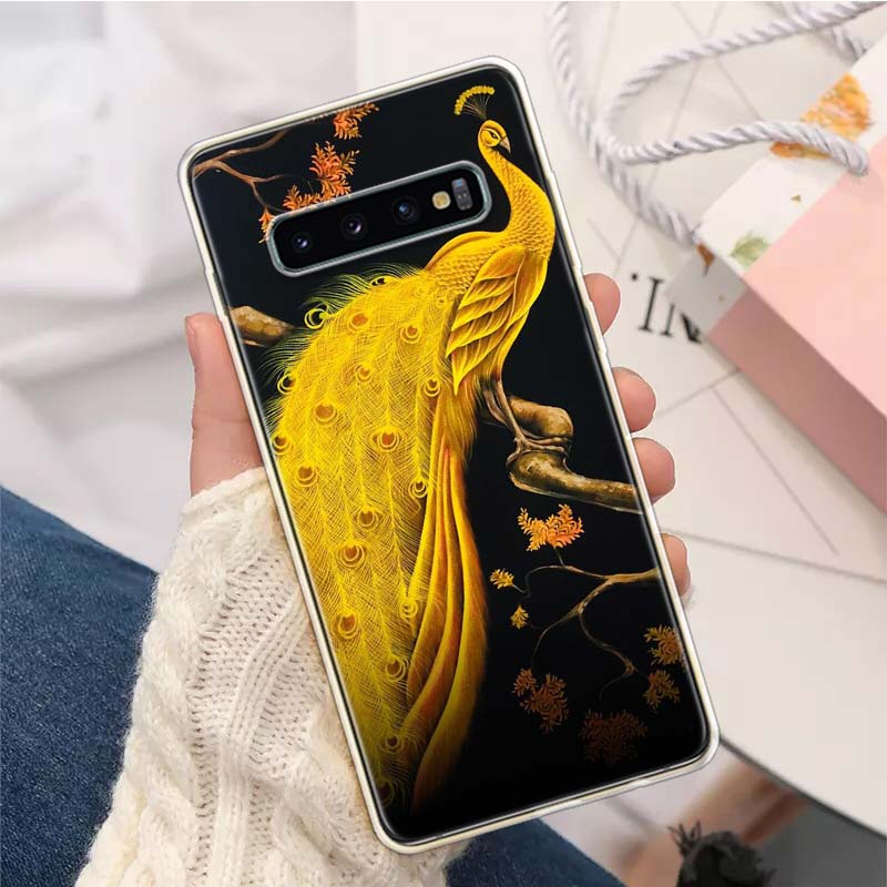 

Bird Peacock Feather Silicon Call Phone Case For Samsung Galaxy S23 S24 S25 Ultra S21 Plus S20 FE S22 S10 + Edge Cover Funda Gal Samsung S21 Ultra