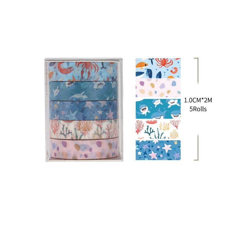 5Roll Romantic Flowers Bows Stars Washi Tape Ins Style Diy Decorative Tape Supplies Planner Diary Ledger Decoration Supplies