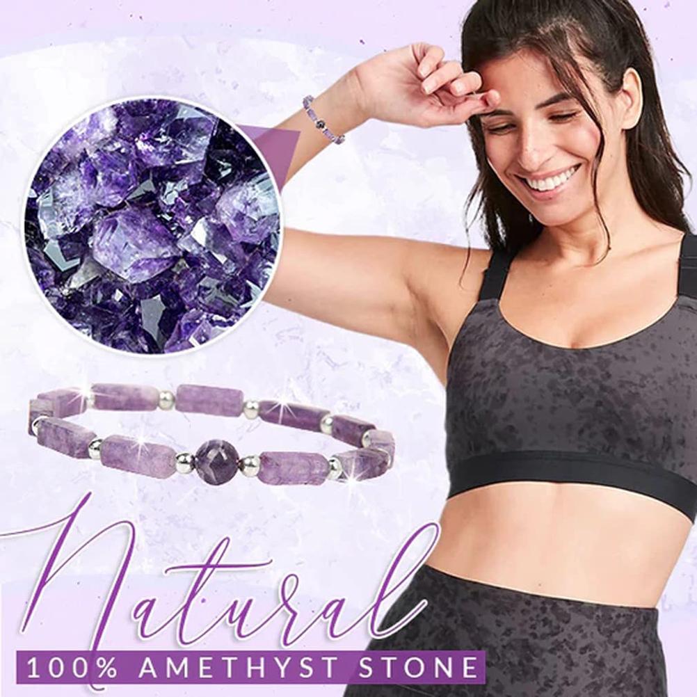 2PCS Amethyst Body Purify Bracelet Crystal  Bracelet Slimming Natural Amethyst Bracelet Jewelry for Woman