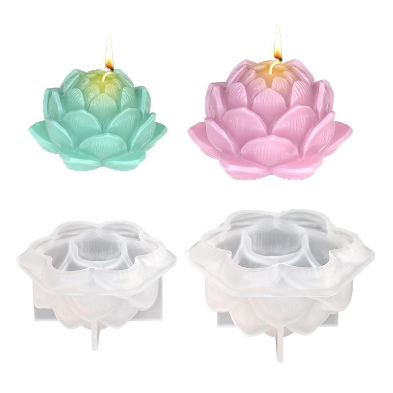DIY Lotus Candle Silicone Molds 3D Flower Bud Shape Lotus Resin Drops Glue Plaster Crafts Mold Hand Soap Making Tool Home Gift