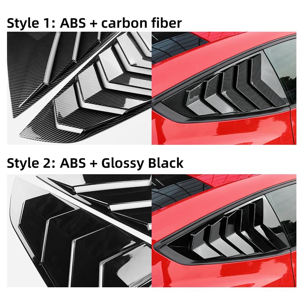 Für Ford Mustang S650 GT 2024 2025 Auto Heckklappenfenster Glänzend Schwarz Karbonfaser-Muster ABS Spiegelblenden-Abdeckung Zubehör