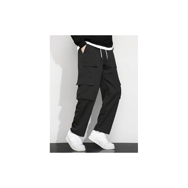 Lymio Men Cargo || Men Cargo Pants || Men Cargo Pants Cotton || Cargos for Men (Cago-22-25) (M, Grey) M чёрный