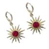 Fashion Retro Gold Color Baroque Sun Red Zircon Pendant Hoop Earrings for Women Luxury Charm Dangle Earrings Jewelry Accessories