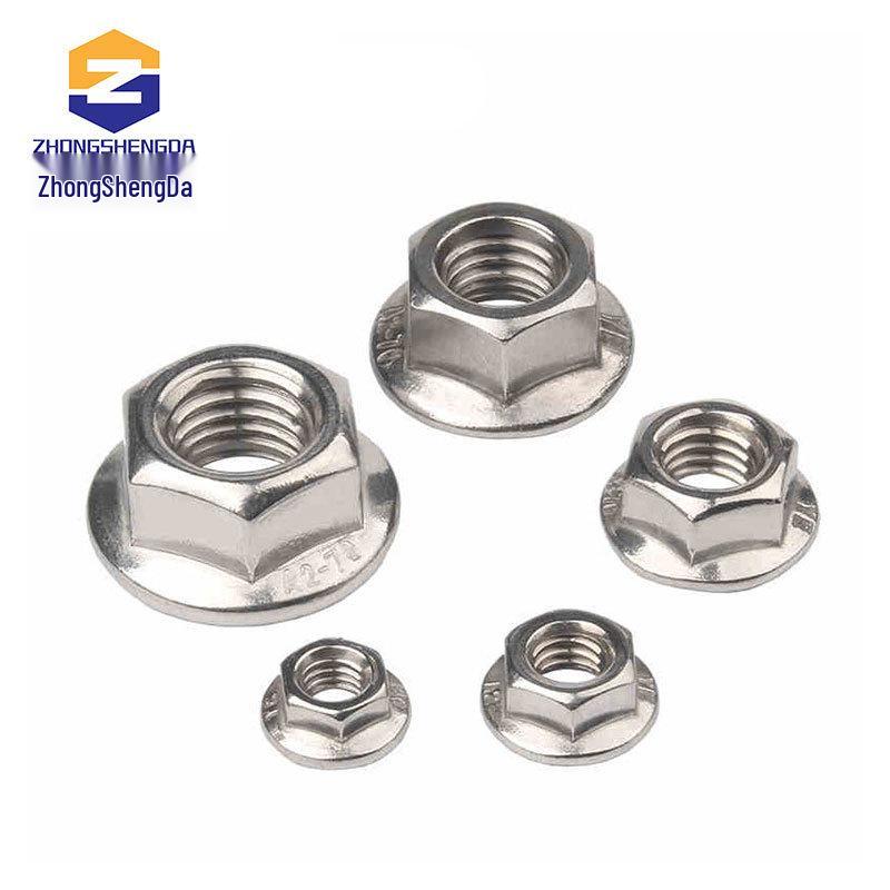 Flower Teeth Anti-slip Locking Hex Nut - 304 Stainless Steel, M3-M20