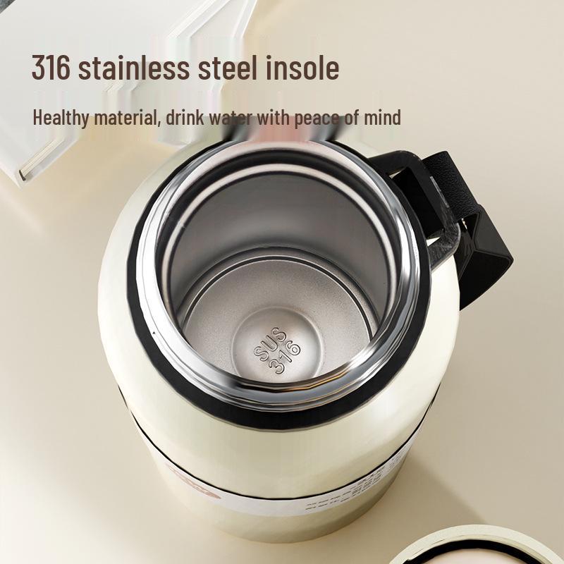 Large Capacity Double-Lid Stainless Steel Insulated Cup with Tea Separator for Men and Women - Portable, Car-Friendly, and Outdoor Ready