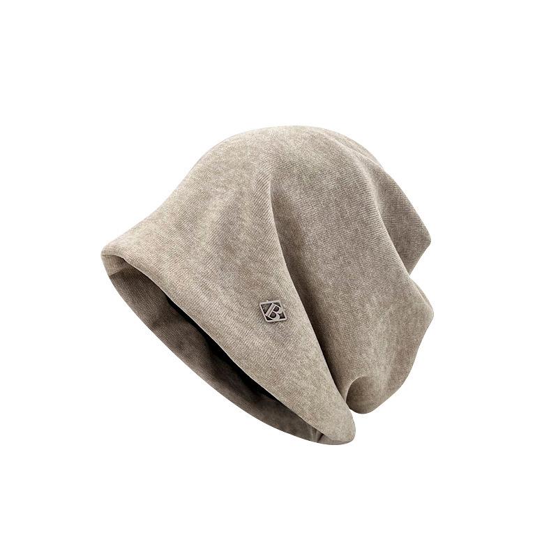 Big Head Hat Women's Knitted Pile Hat Lazy Style Autumn and Winter Cold Hat Korean Style Warm Baotou Hat for Men