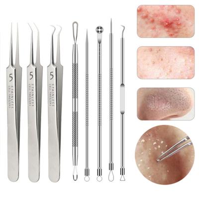 Kit de îndepărtare a punctelor negre Set de pensete pentru acnee din oțel inoxidabil pentru instrumente de curățare a feței Mâner anti-alunecare Ușor de transportat Popping profesional pentru cosuri