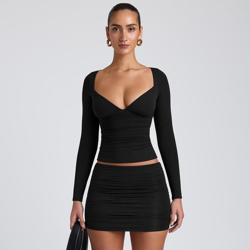 JPNTKY Women's Fashion Casual Autumn Winter Solid Color Print Short Sleeve V-Neck Blouses & Shirts