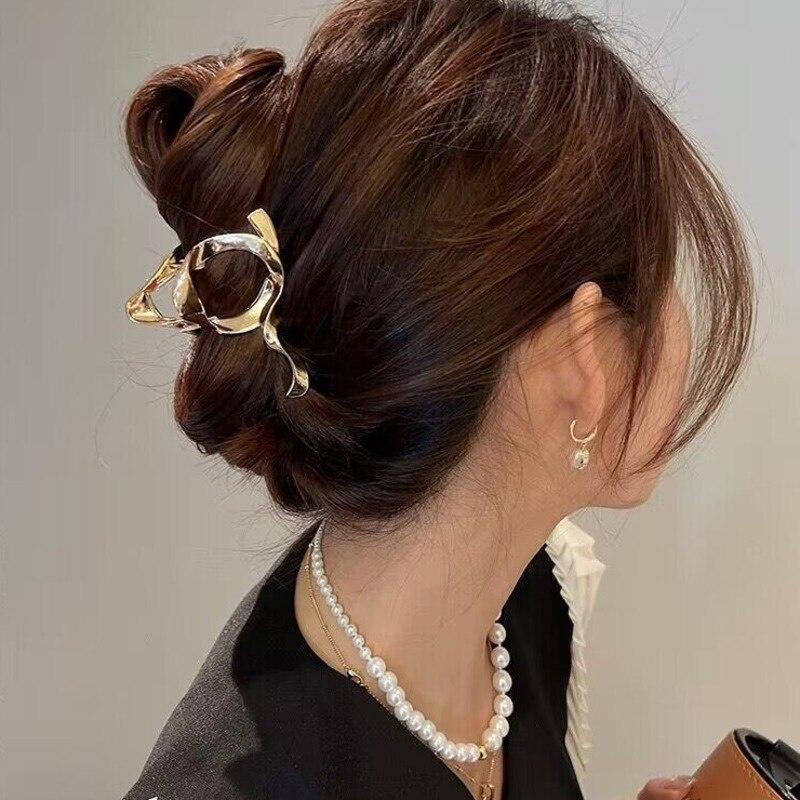 2023 Vintage Geometric Hair Claws Korean Hollow Out Grab Hair Clip Hairpins For Women Fashion New Headwear Girl Hair Accessories