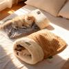Cat Sleeping Bag Winter Pet Nest Mat Indoor Warm Semienclosed Soft Plush Cat Sack Puppy Kitten Warm Cat Bed
