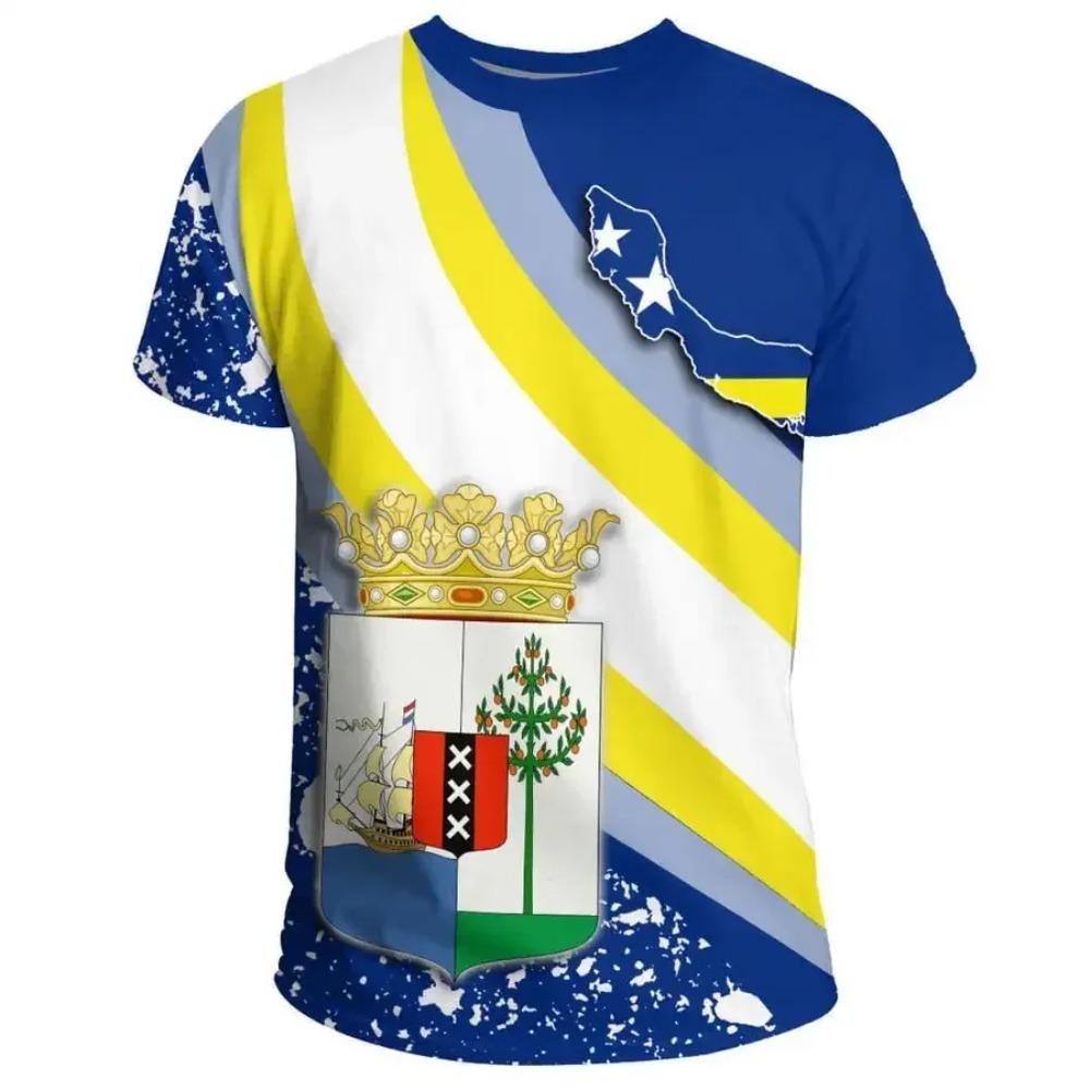 Republic of Curacao Flag T-shirt 2024 Summer Casual Fashion Graphic T Shirts Men Football Sports Autonomous Day Designer Clothes