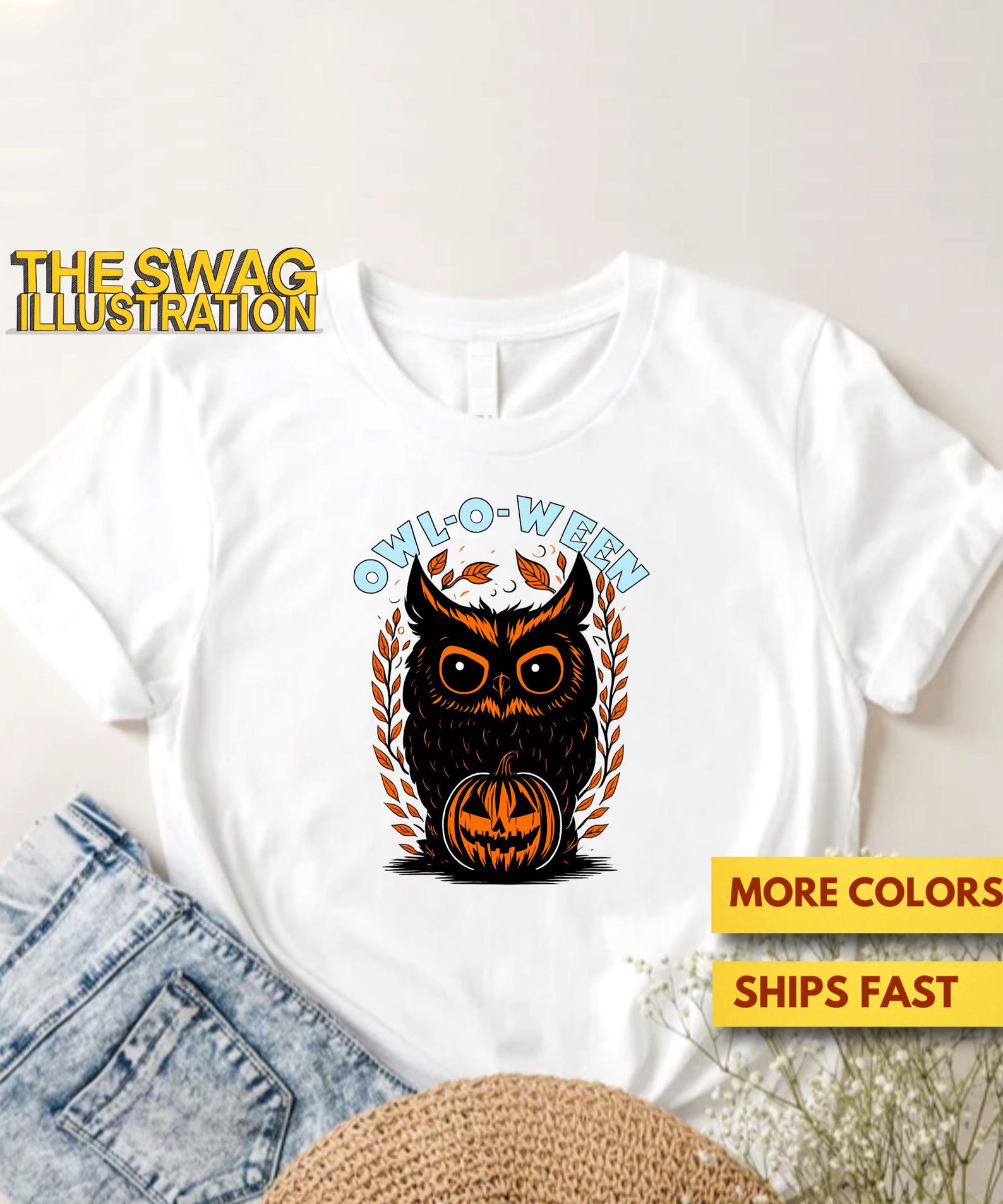 Owl O Ween Halloween Shirt, Funny, Cute Halloween Owl Pun Shirt, Owl Lovers & Halloween Pun Lovers GifT shirt, Ultra Soft Premium Tee L
