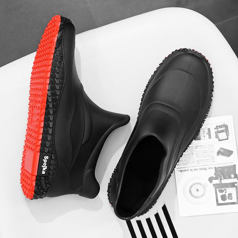 

Высококачественная мужская новая дождевая обувь, водонепроницаемая и водоотталкивающая обувь, короткие и средней длины голенища, нескользящие резиновые сапоги, специальная обувь для рыбалки на открытом воздухе, кухонная резиновая обувь 39