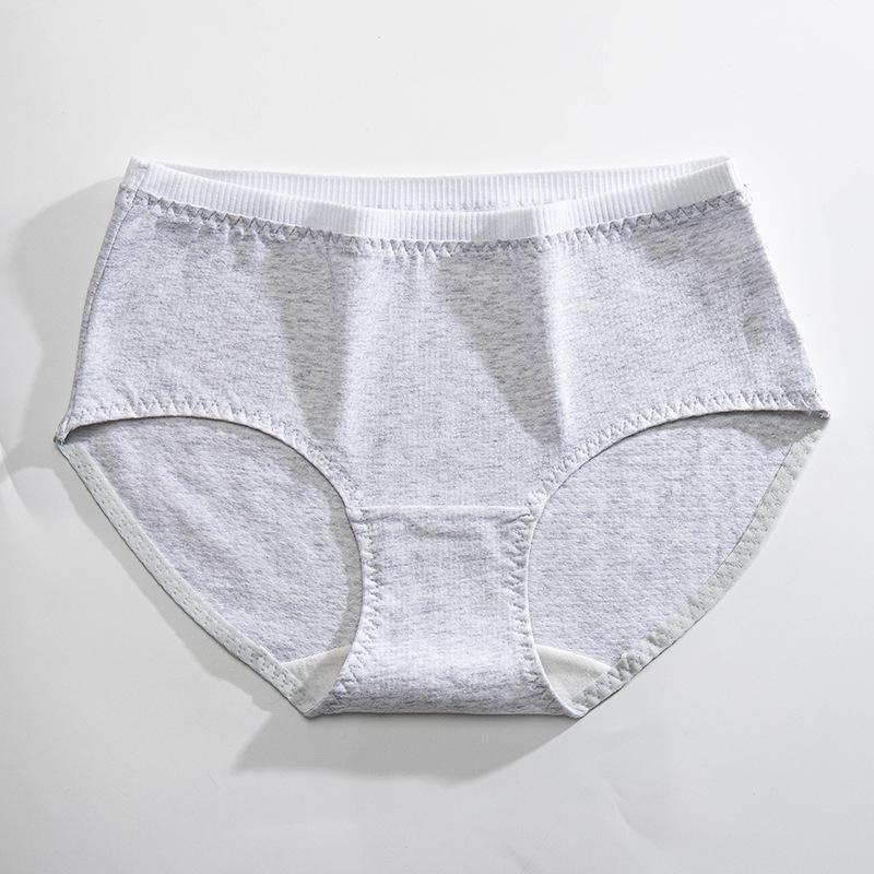 Women's mid-rise breathable cotton antibacterial gusset comfortable plain colour briefs