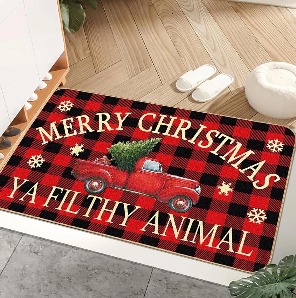 Christmas Doormat, Merry Christmas Decorative Rug, Indoor/Outdoor Entry Mat, Durable and Easy-to-Clean Home Decor