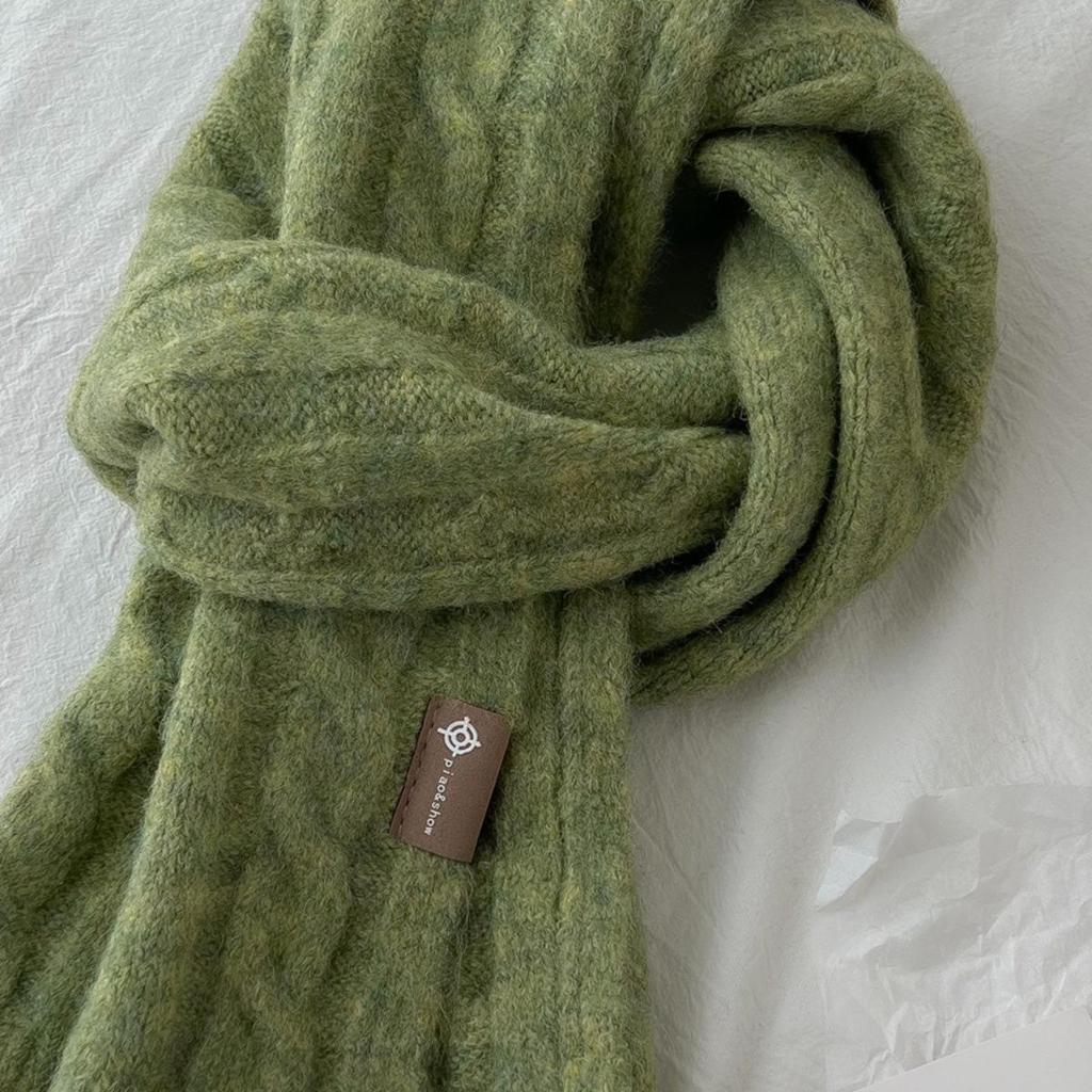 Korean Retro Pattern Wool Blend Scarf - Warm, All-Match, Unisex Winter Neckwear