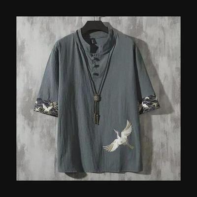 Buddhist Men's Chinese Style Linen Hanfu Zen T-Shirt