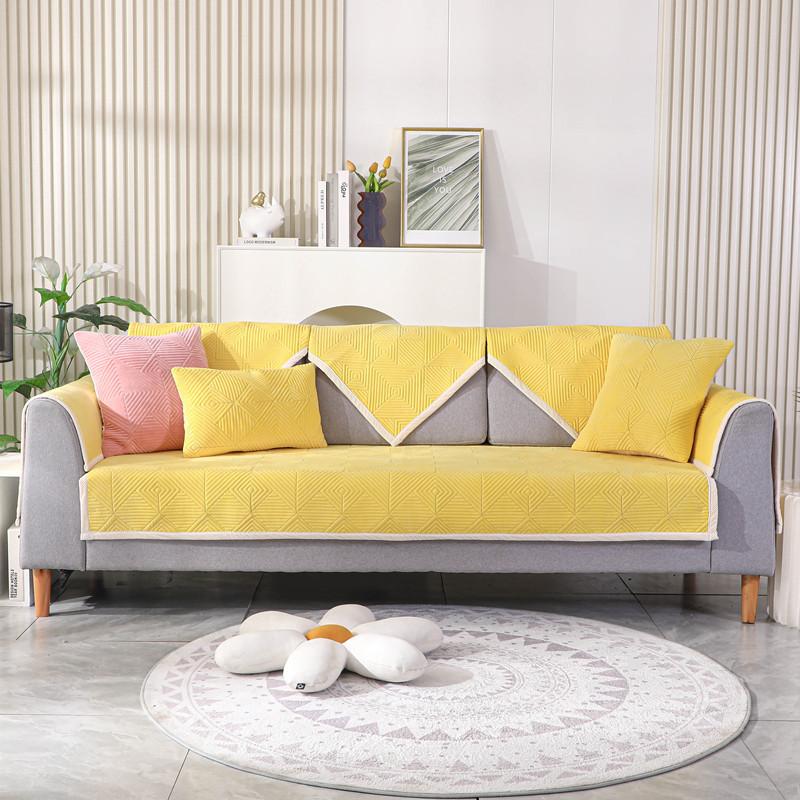 Samt Plaid Sofa Abdeckung Moderne Einfache Anti-Slip Sofa Kissen Handtuch Einfarbig Verdickung Universal Warme Plüsch Sofa Armlehne