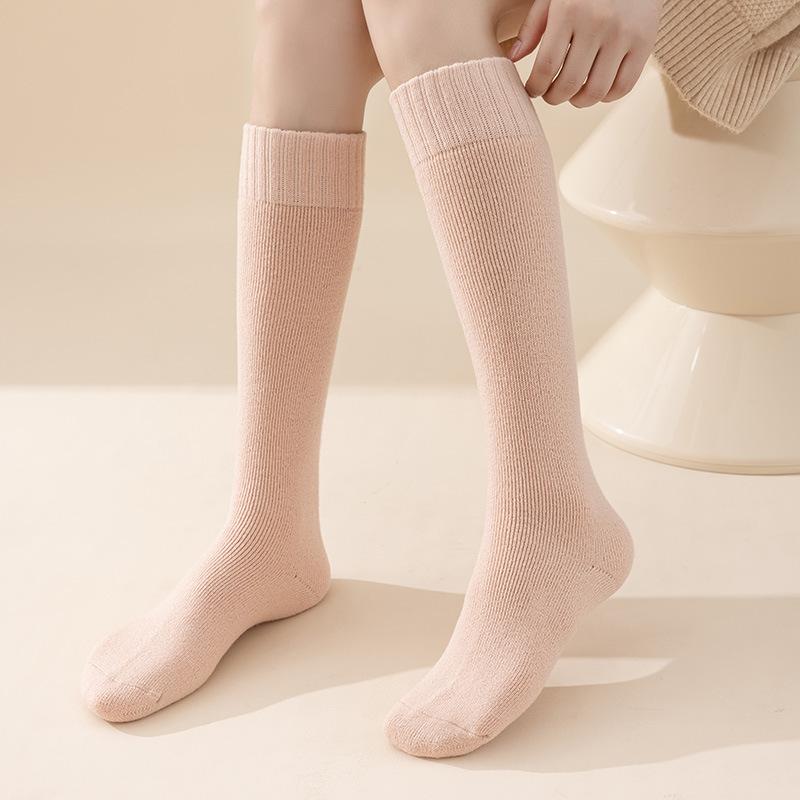 Women's Calf Socks for Autumn and Winter Warmth, Thickened and Fleece Socks, Cashmere Fleece High Thigh-high Long Socks, Knee-length Wool Socks