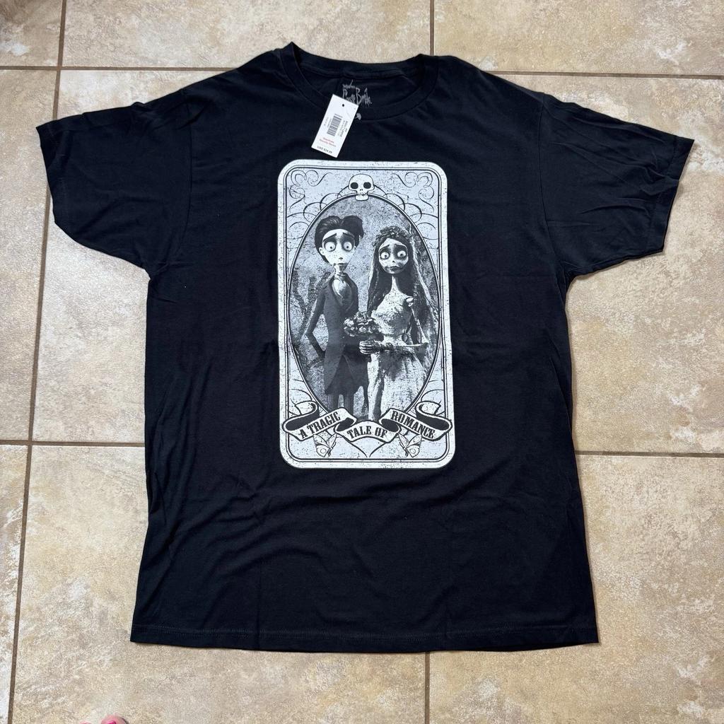 Maglietta Tarot La Sposa Cadavere di Tim Burton Nera LARGE Nuova