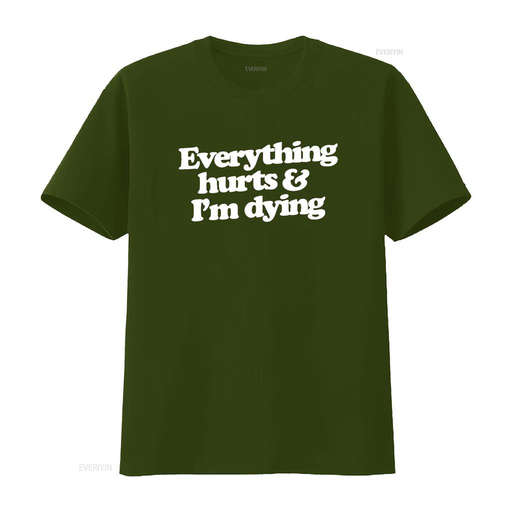 Alles tut weh Ich sterbe Shirt lustig Fitnessstudio T Humor Vintage Gewaschen Mode Vielseitig Stilvoll Lässig Streetwear Bequem Weich