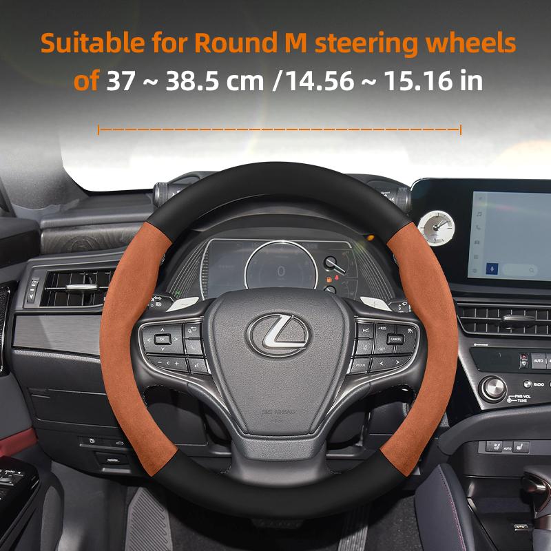 Suitable for Lexus Suede Matte Carbon Fiber Texture Steering Wheel Cover Suitable for Is250 Gs300 Lx 570 Nx Is350 2019 Es350 Gx460 Is 300 Ls400 Is300