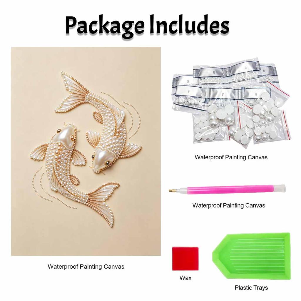 DIY Pearl Embroidery Diamond Painting Kit Koi Fish Sparkling Beads Art Craft Handmade Decoration Gift for Home