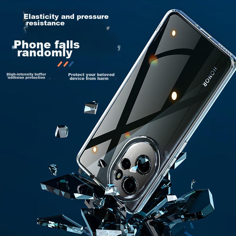 Air Cushion Drop ProtectionPhone Case for Honor 100 Pro, Silicone Lens Full Coverage Ultra-Thin Frosted - Transparent