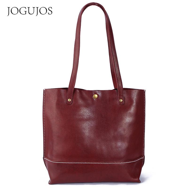 Большая кожаная сумка-тоут для женщин - Дорогая повседневная сумка через плечо 18x18x33 cm