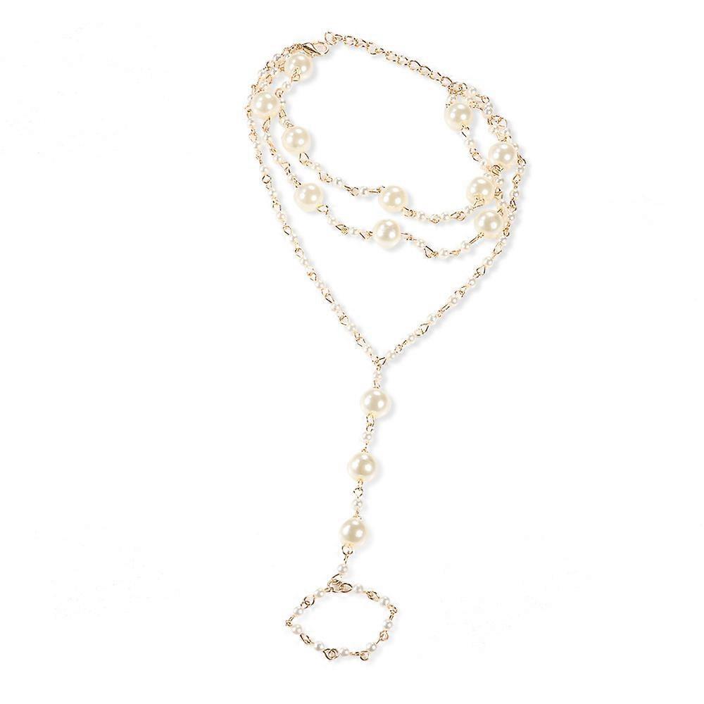 Bohemian Pearl Anklet With Toe Ring Beach Wedding Beaded Barefoot Sandals Boho Ankle Bracelet Gift For Women And Girls