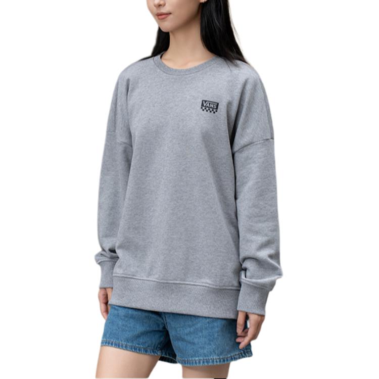 Vans Felpa Pullover Oversize Girocollo con Stampa Logo Alfabeto Top Unisex Grigio VN000H0SHTG