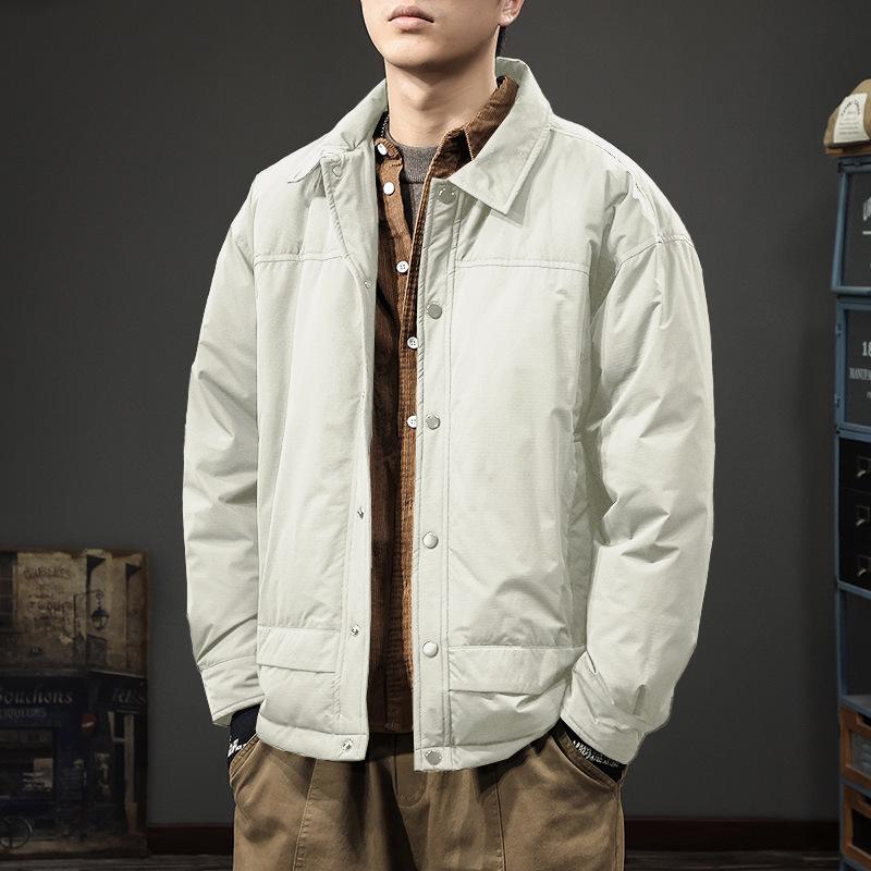 

2025 Men s High-End Casual White Duck Down Winter Jacket with Lapel L бежевий