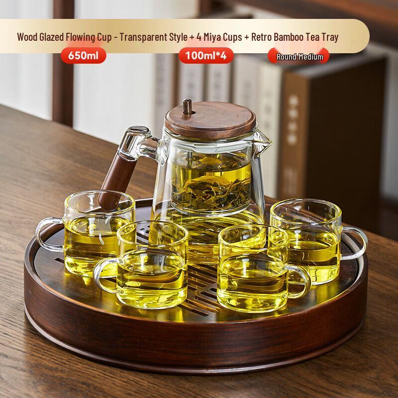Youluo Glass Tea Infuser Teapot with Walnut Wood
