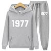 1977 Hoodie Two-Piece Sets Hoodie Set Men and Women Fashion Brand High Street Loose Fleece Autumn Winter Warm Hoodies+Pants Set