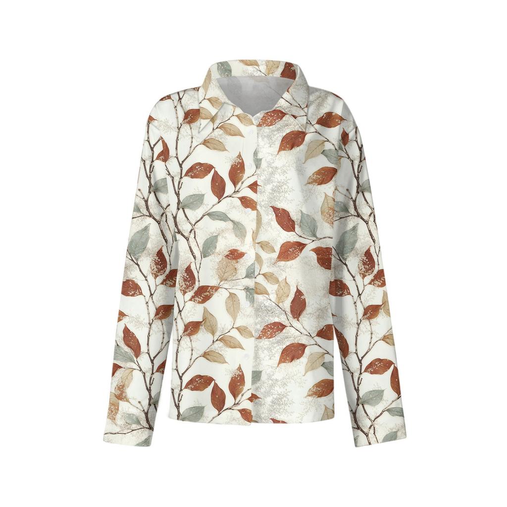 Women's Shirt With Floral Print Buttons, Long Sleeved Casual Regular Shirt  Blouses Casual Plus Size Basic Tops