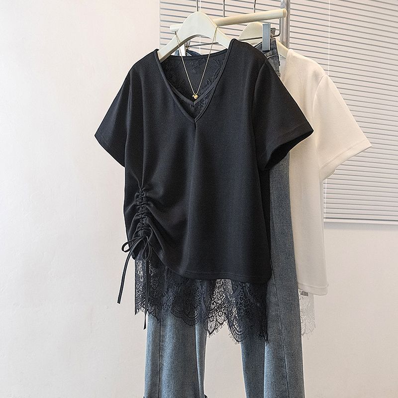 T-Shirt for Women Summer Plus Size Long Sleeve Top Round Neck Casual Stretch Loose-Fit T-Shirt