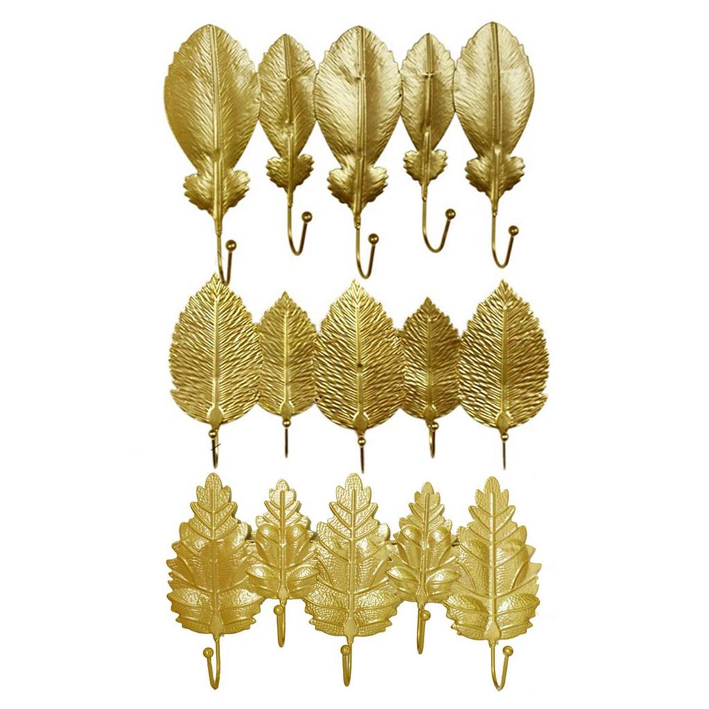 Rostbeständiger goldener Blatt-Wandhaken, robuster Metall-Schlüsselhalter für Eingangsbereich, Schrankorganisation, dekorativer Kleiderbügel