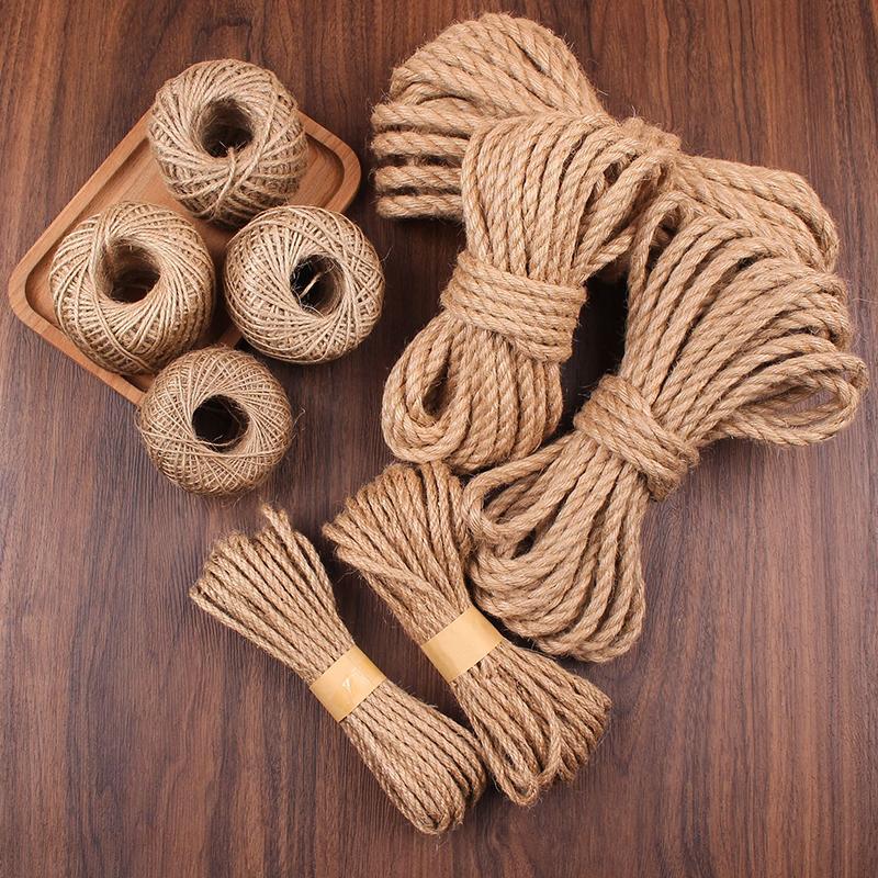 Natural Jute Twine Long Twine String Gift Wrapping Cord for Crafts Packaging Gardening Cat Scratching Climbing Post Decorations