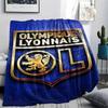 1PC Olympique Lyonnais Print Flannel Blanket, High quality Comfortable for All Seasons, Home Decor, Warmth and Comfort, Perfect for Christmas Gifts
