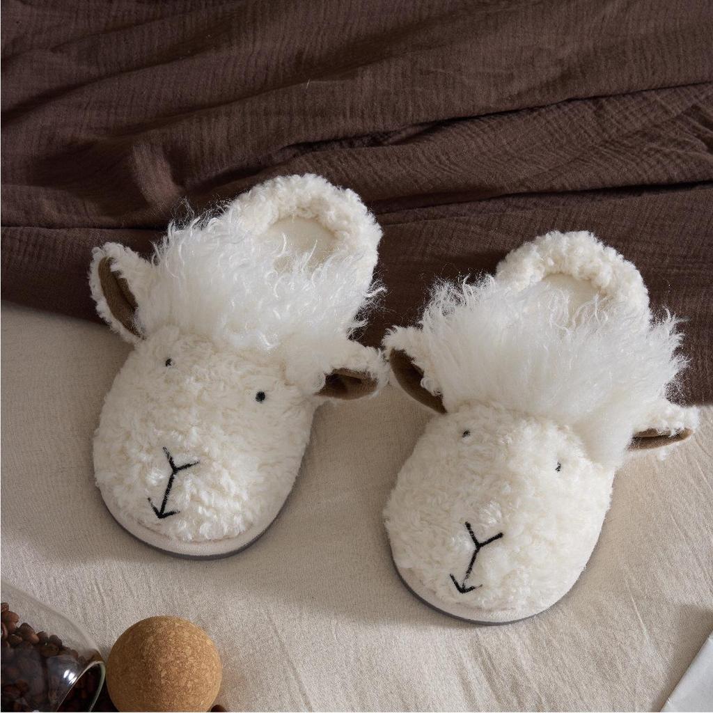 Women's Warm Non-Slip Sheep Root Cartoon Plush Slippers