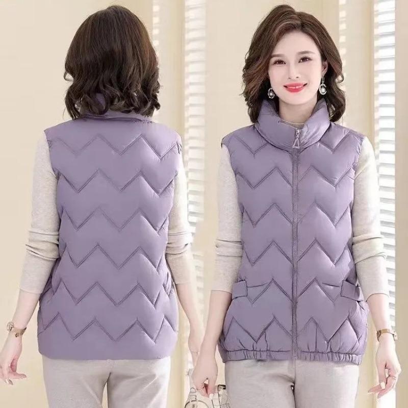 

Down cotton vest women s autumn and winter fashion mother vest jacket loose and light vest vest warm cotton jacket top 6XL [Recommendation 140--165]