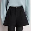 Women's 2023 High-Waist Woolen A-Line Shorts - Autumn/Winter Fashion, Wide-Leg, Loose Casual Fit for Outerwear with Boots