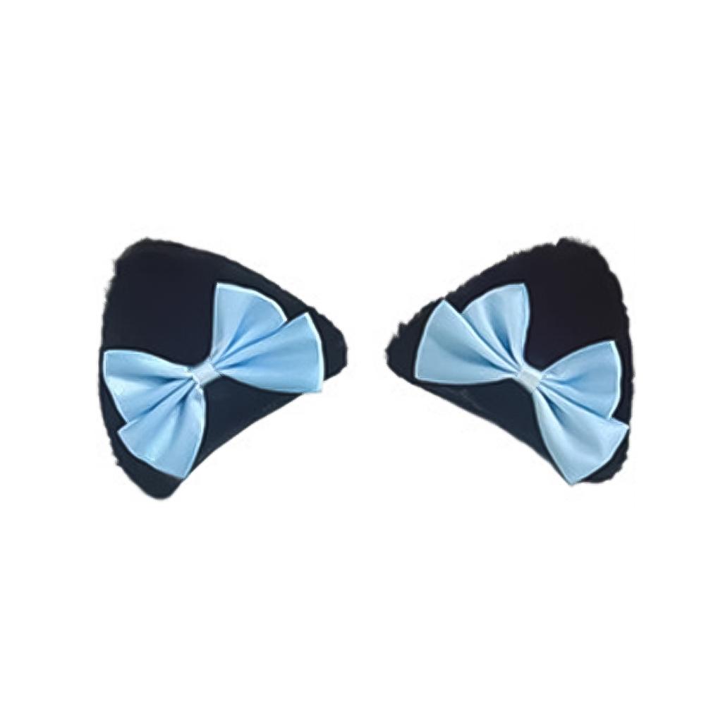 

2 шт., автомобильный мягкий плюшевый мотоциклетный шлем, украшение в виде маленьких кошачьих ушей с бантом для электрического велосипеда, мотокросса, полнолицевой внедорожный шлем, наклейка синий/чёрный