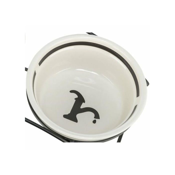 Mangeoire pour chien - TRIXIE - Ø 13 cm - 250 ml - Blanc Noir - 50.5x47x31 cm - Facile à nettoyer