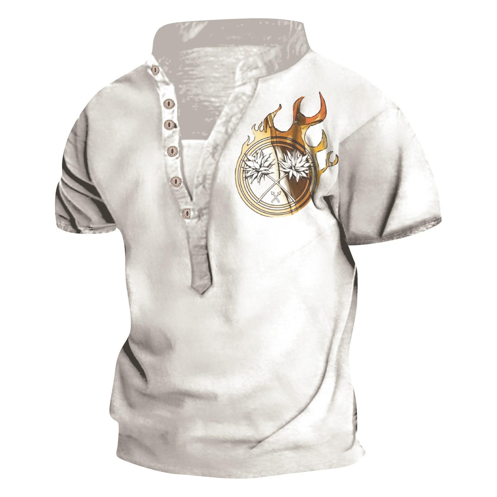 

Европейские и американские мужские винтажные топы с цифровой печатью и короткими рукавами XXL оранжевый