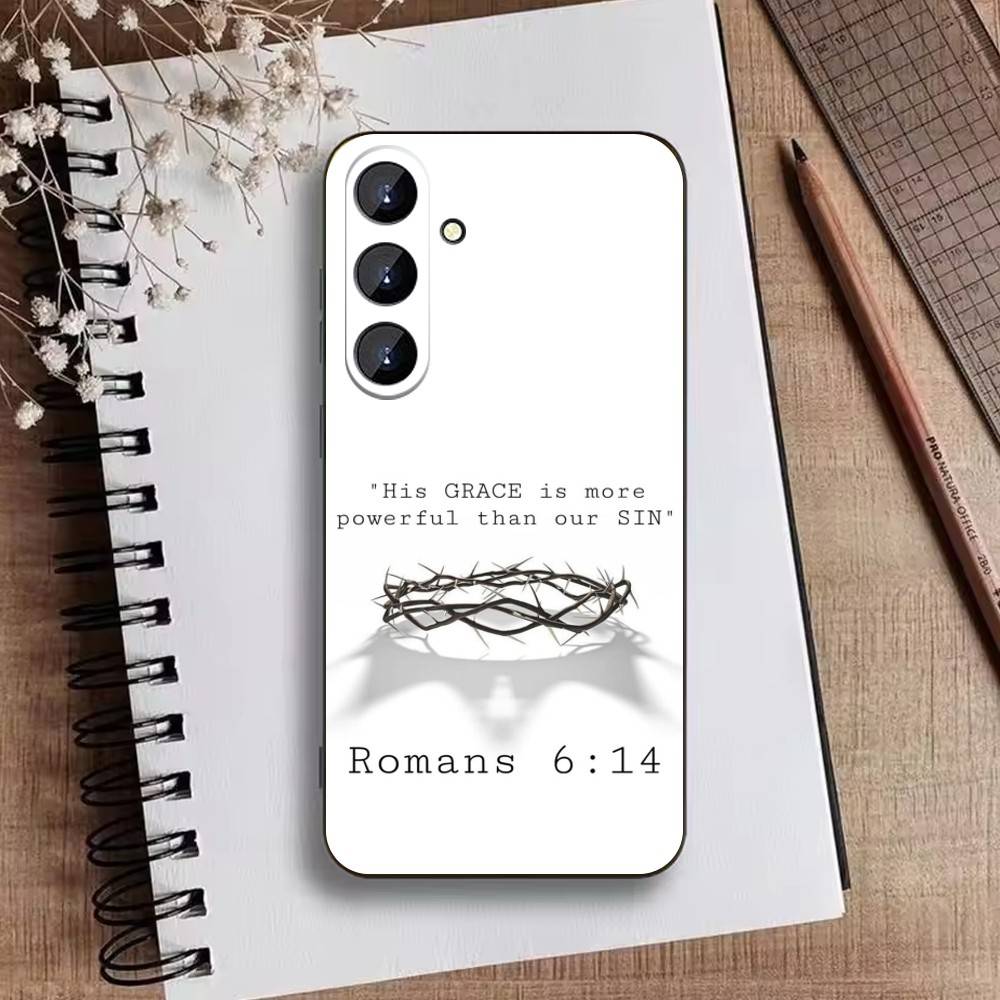 

J-Jesus Bible Verse Phone Case For Samsung Galaxy A73,A21s,A22,A31,A52,A53,A71,A41Soft Black Shell Samsung a12