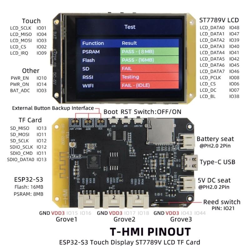 ESP32 2.8inch ST7789 LCD Display Touchable Screen Development Board Bluetooth-compatible 5.0 Wireless Module