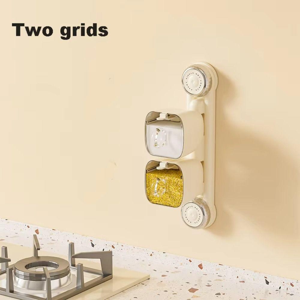 Veggmontert krydderbeholder uten hull Roterende krydderkrukke Krydderoppbevaringshylle Sukker