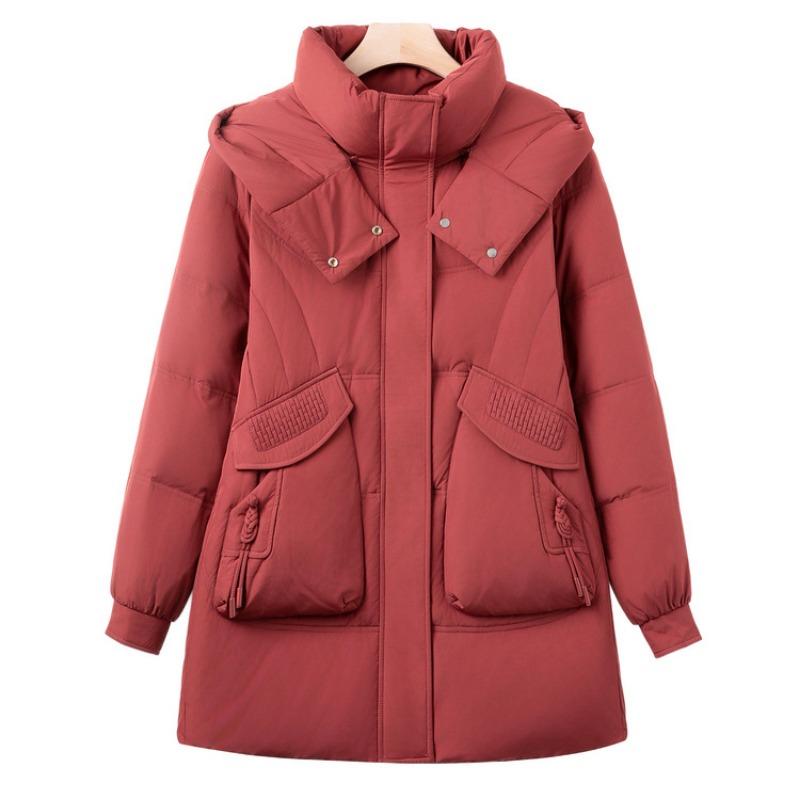Winter new Chinese down jacket mother thickened warm removable cap white duck down fashion coat